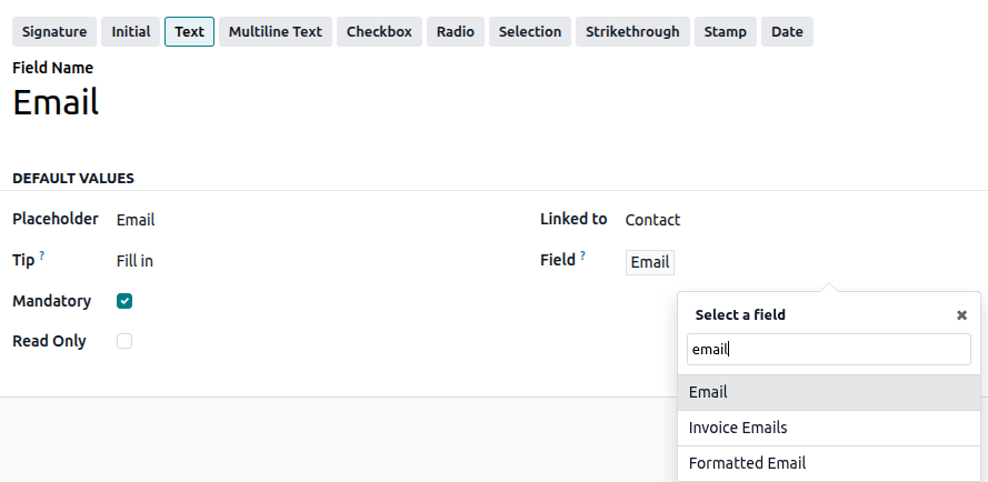 Configuring a field to be auto-completed