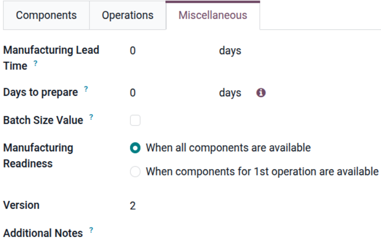 View current BOM version in the Miscellaneous tab.