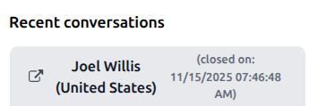 The recent conversations field on the information panel.