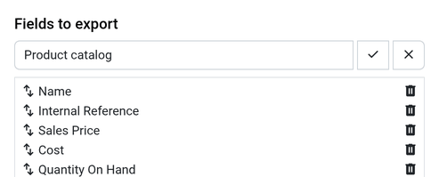 Naming an export template before saving it.