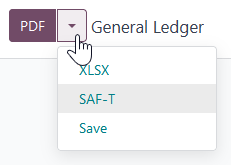 De SAF-T-knop om het bestand in XML-formaat te exporteren