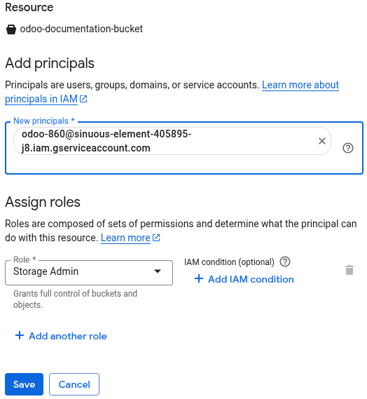 Een principal toevoegen aan een Google Cloud-opslagbucket