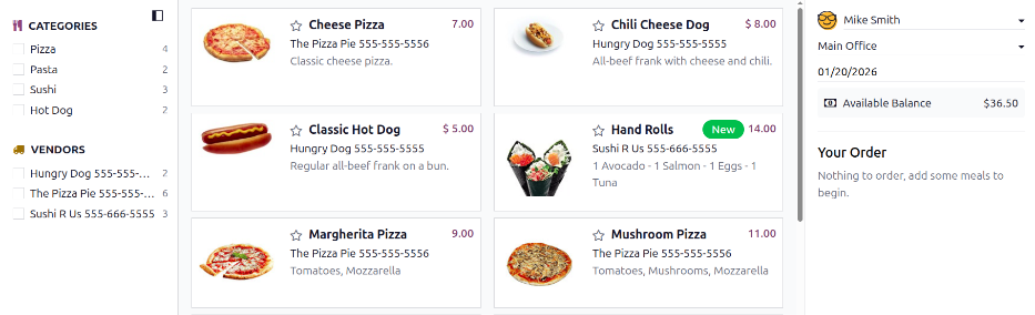 Het Lunch app dashboard.