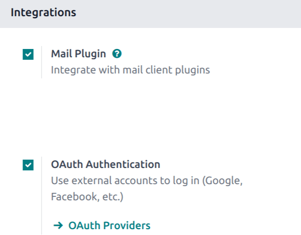 De instelling 'OAuth inschakelen' in de Instellingen-app.