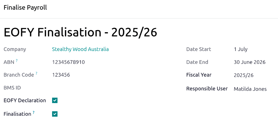 EOFY finalisation top half filled out.