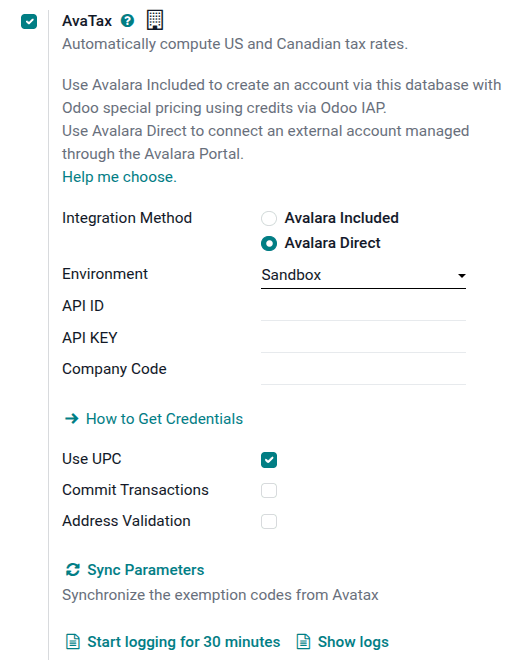 Configure AvaTax settings