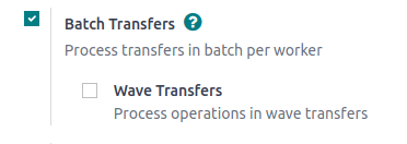 Enable the *Batch Transfers* in Inventory > Configuration > Settings.
