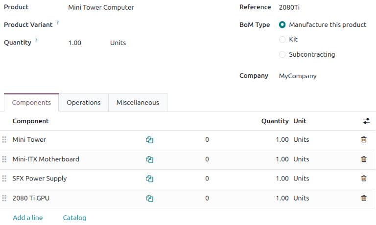 Use the Reference line to differentiate similar BOMs from each other.