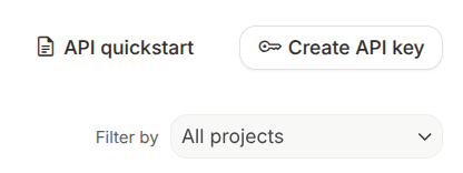 The Gemini api keys page.