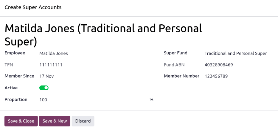 A Create Super Accounts form all filled out.