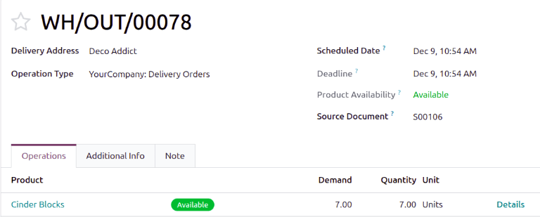 Use the Details link to open the Detailed Operations window and specify a package.