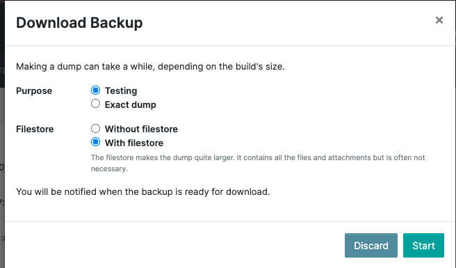 Download backup