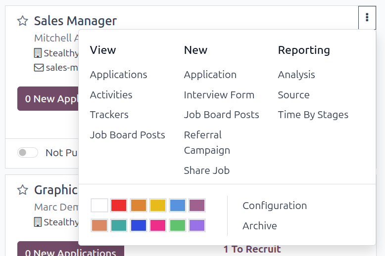 Edit the job position card.