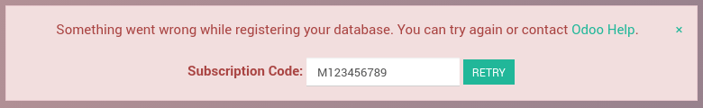 Database registration error message
