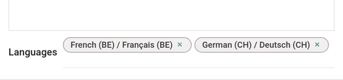 Two languages selected in the Languages field of the export dialog.