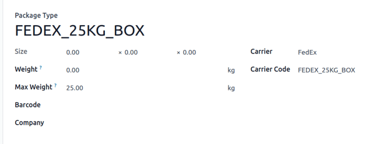 Package type for FedEx's 25 kilogram box.