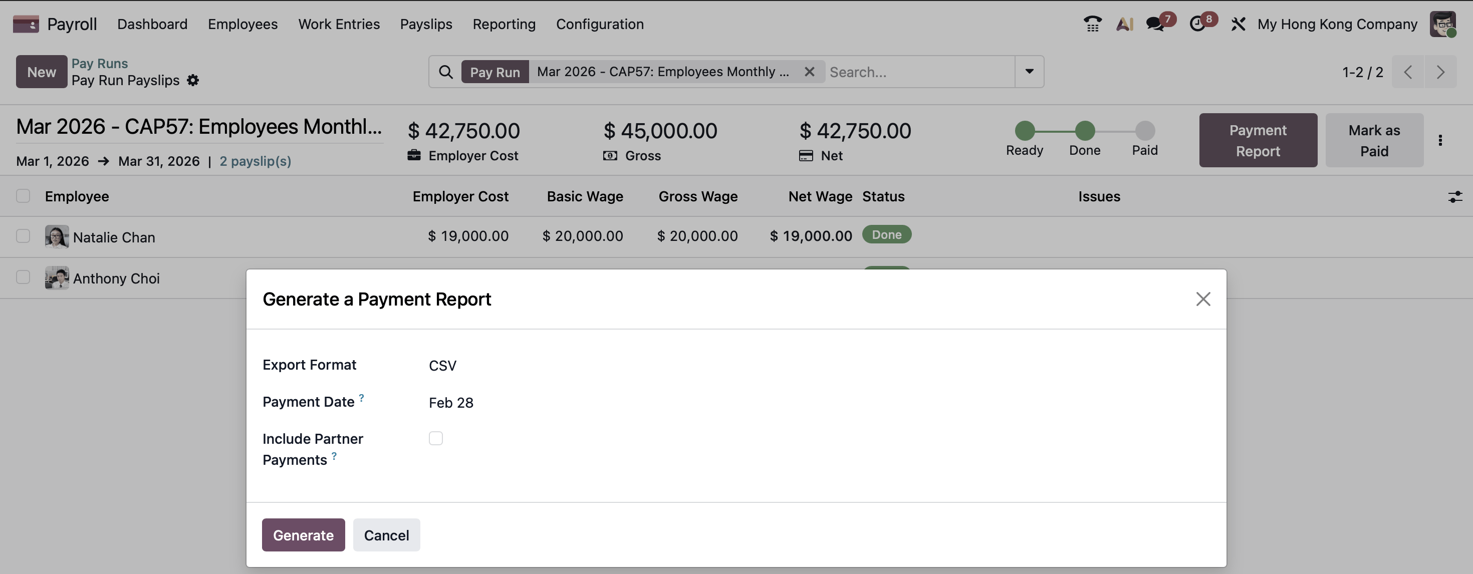 Generating the Other Payment Report.