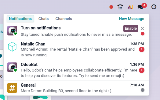 Examples of rental update notifications.
