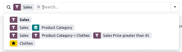 Previous executed searches available via search bar