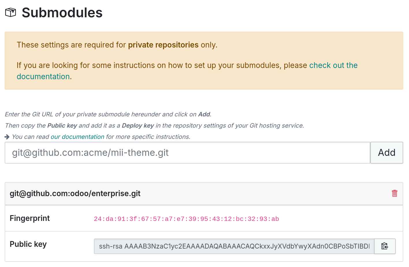 The submodules setting