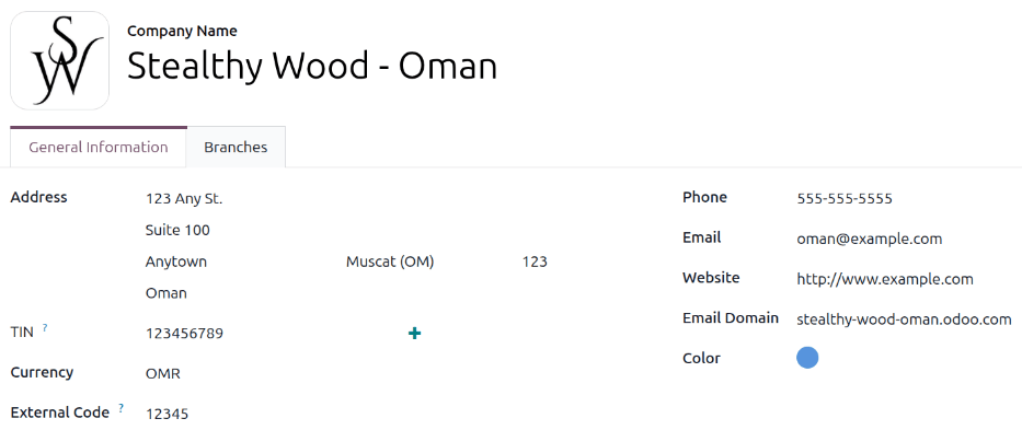 Omann company form configured for Oman.