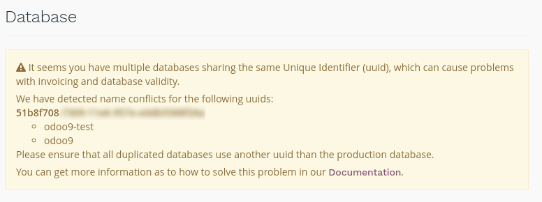 Database UUID error message