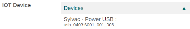 Measurement tool recognized on the IoT box.