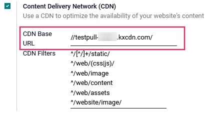 Activate the CDN setting in Odoo.