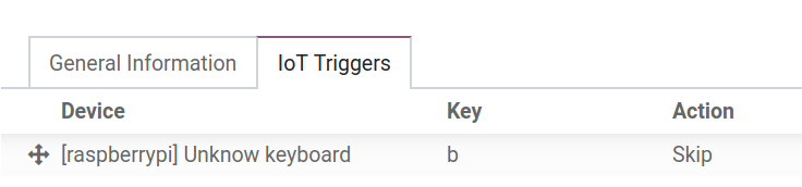 Footswitch trigger setup on the Odoo database.