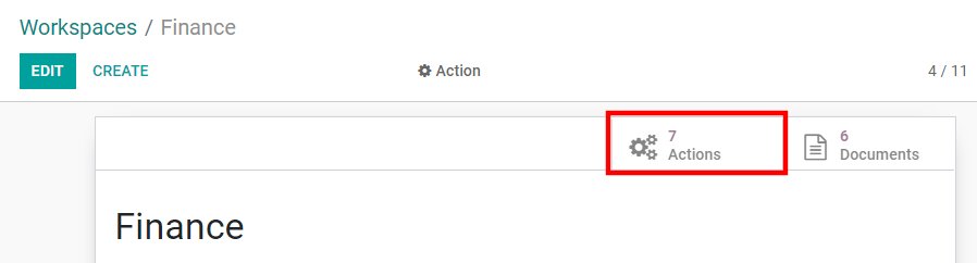 Workflow actions smart button in Odoo Documents