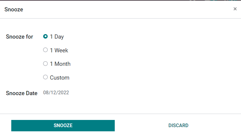 Snooze options to turn off notifications for reordering for a period of time.