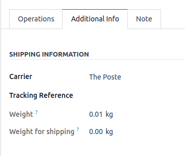 Shipping carrier information on the delivery form.