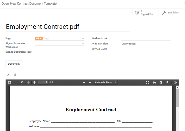 Edit the details for the contract.