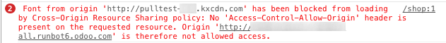 Error message populated in the browser console.