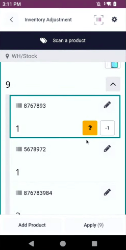 Apply the count on the Inventory Adjustment page.