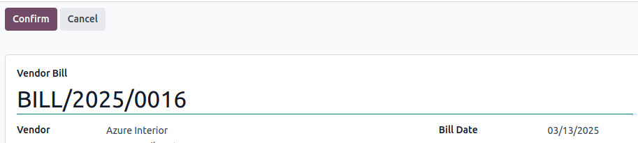 Editing the reference number of a vendor bill.