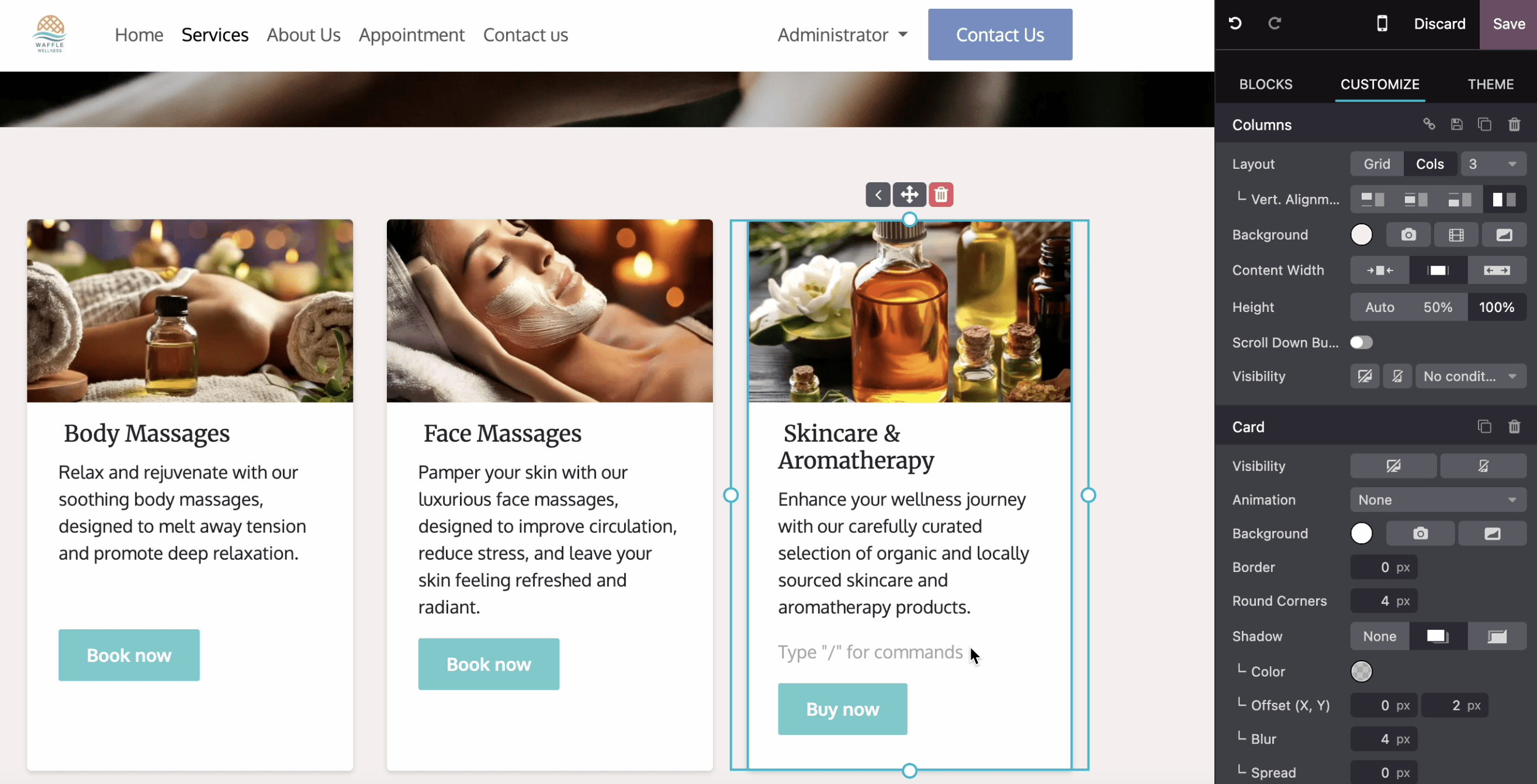 Type / to add website elements.