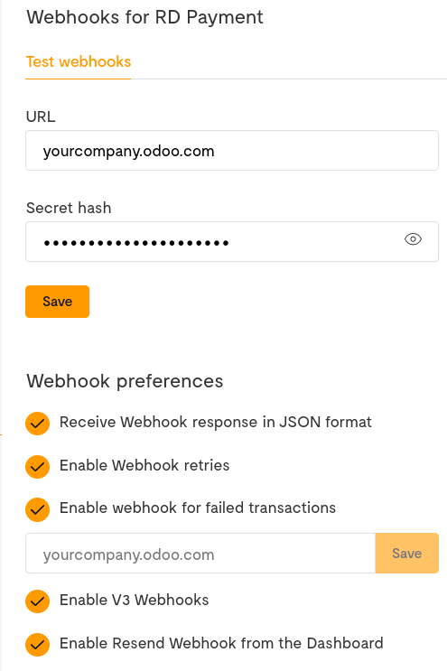 Ajustes de Flutterwave