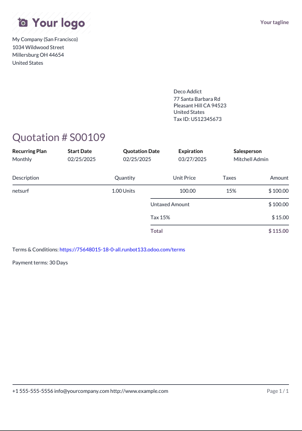 Ejemplo del diseño de informe Light