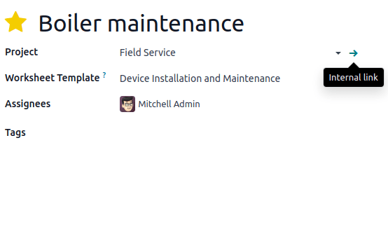 Cursor sobre el nombre del proyecto para configurar la hoja de trabajo predeterminada.