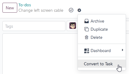 Convertir une to-do en tâche
