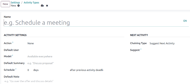 The Activity Type form in its totality.