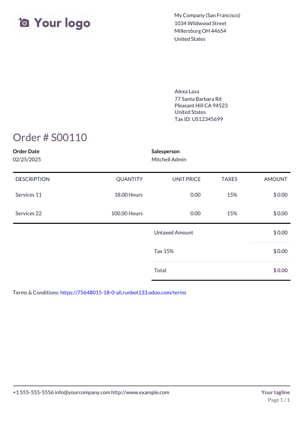 Bold report layout sample