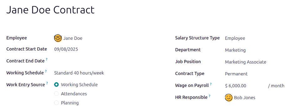 New contract form to be filled in when creating a new contract.