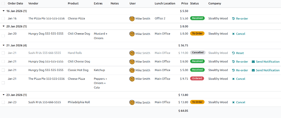 The list view that appears when navigating to the My Orders dashboard.