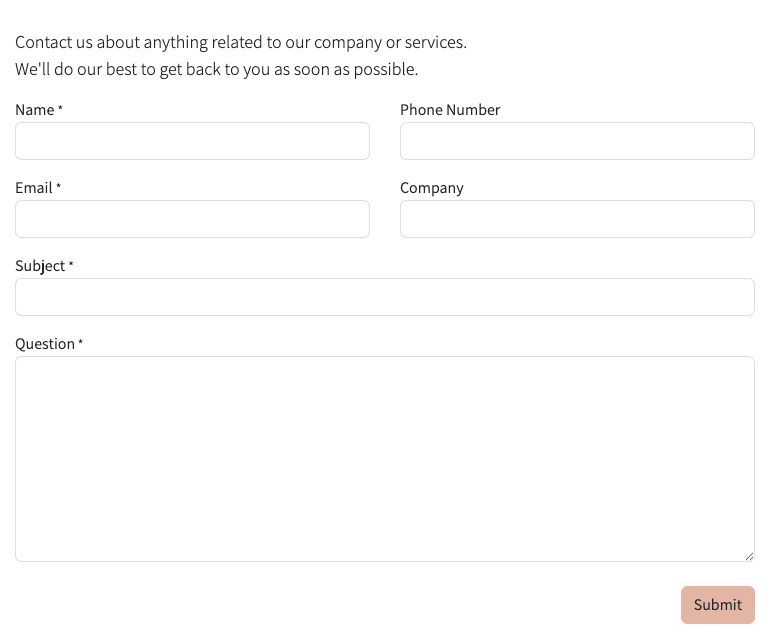 Ejemplo de un bloque de formulario