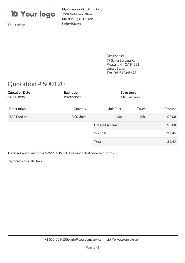 Ejemplo del diseño de informe Subrayado