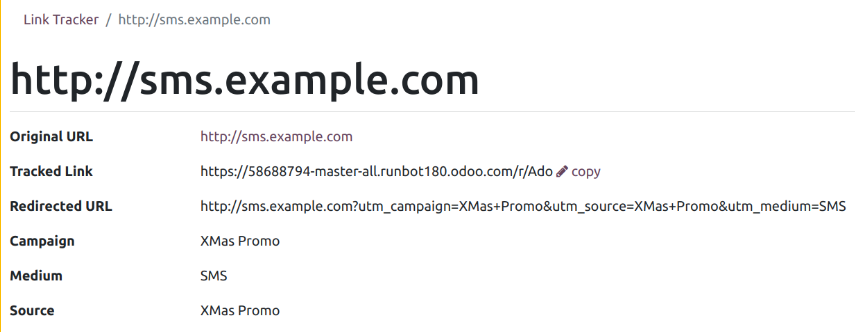 Ver las estadísticas relacionadas a un enlace rastreado específico.