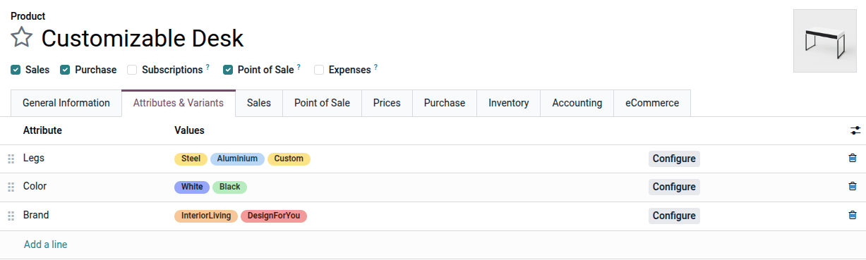 Les attributs et les variantes de votre produit