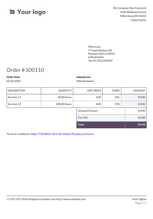 Exemple d'une mise en page emboîtée du rapport